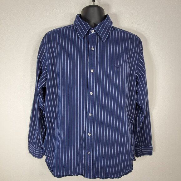 American Eagle Mens Blue & White Striped Shirt XL Button Down Premium Vtg Fit - Picture 1 of 10
